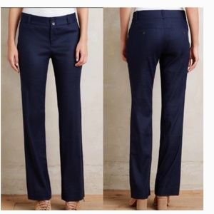 Anthropologie Elevenses Navy Benton Trousers 0P